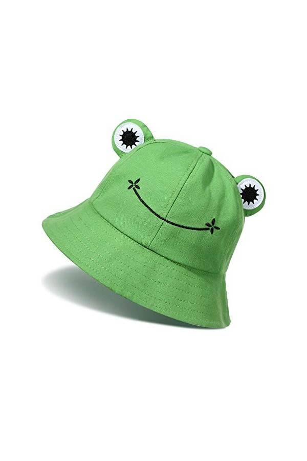 Chapeaux Seau Bob Grenouille Mignon Coton Chapeau Grenouille Vert