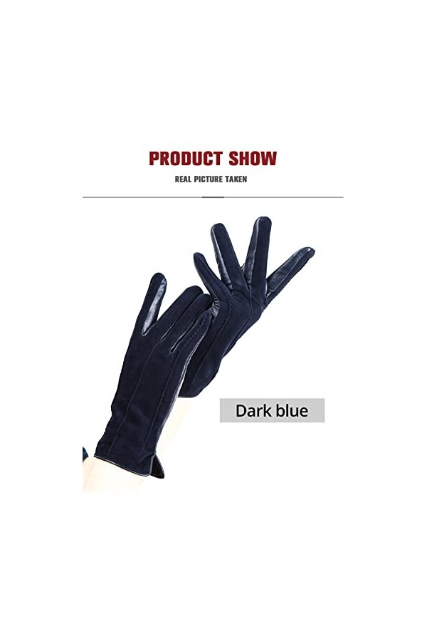 Touch Gloves Color Gants dhiver en cuir véritable pour femme 50 % cuir véritable 50 % gants pour femme Gris clair 9 7