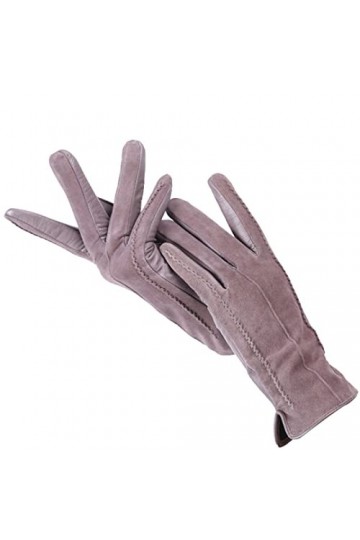 Touch Gloves Color Gants dhiver en cuir pour femme en daim véritable 50 % cuir véritable 50 % gants pour femme rose pastel 6