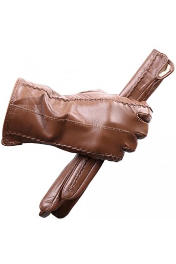 Gants confortables en cuir coloré pour femme - Gants dhiver chauds - Champagne - Pointure 8,5