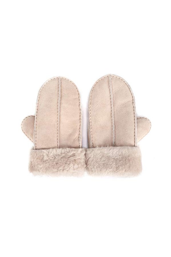 Mosa Gants dhiver en peau de mouton à double face pour femme - Marron - 90