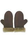 Mosa Gants dhiver en peau de mouton à double face pour femme - Marron - 90