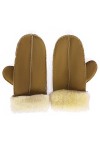 Mosa Gants dhiver en peau de mouton à double face pour femme - Marron - 90