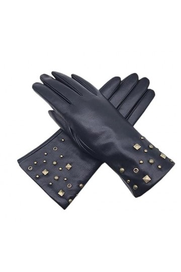 Dndrdhfb Gants dhiver en cuir pour femme avec écran tactile Noir Pour sports dextérieur Équitation et conduite Moufles Noir