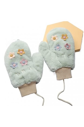 INGVY Gants dhiver épais à suspendre pour femme - Gants en peluche chauds et coupe-vent - Moufles dextérieur - Fleurs migno