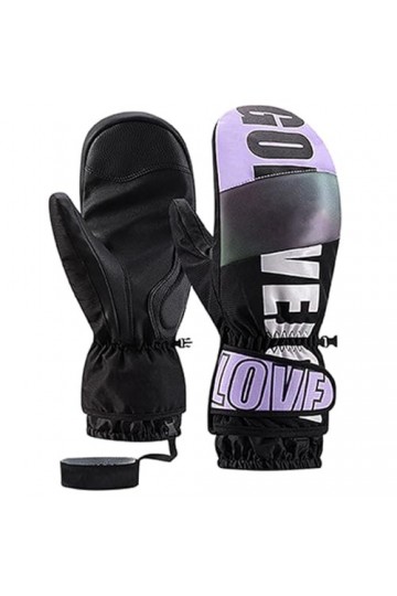 MuE102 Gants dhiver pour femme – Coupe-vent isolés – Chauds et antidérapants pour écran tactile – Violet – Taille XL