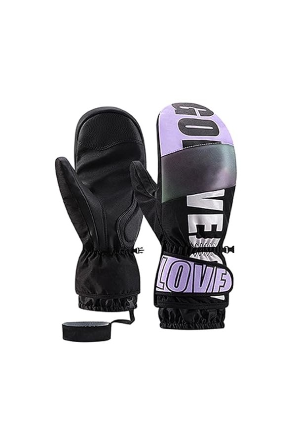 MuE102 Gants dhiver pour femme – Coupe-vent isolés – Chauds et antidérapants pour écran tactile – Violet – Taille XL