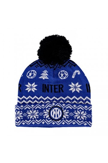 Inter Casquette de Noël 2022, Taille Unique, Unisexe, Produit Officiel, Bleu