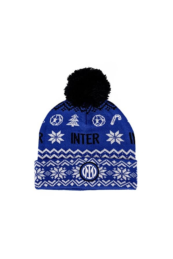 Inter Casquette de Noël 2022, Taille Unique, Unisexe, Produit Officiel, Bleu