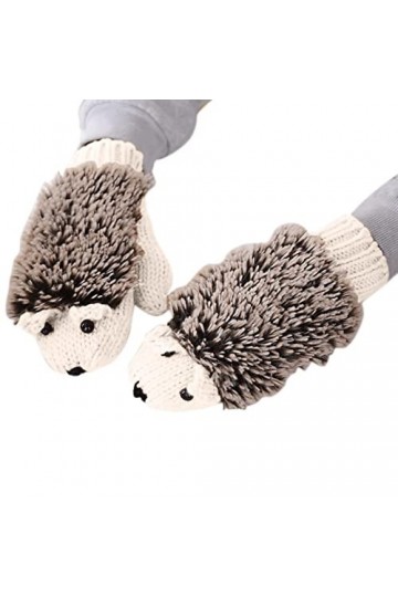 Kedelack Polaire Coton Chaud Femmes tricoté Gants Hiver épais Dessin animé hérisson Gants Mitaines Femmes Temps Froid Couleu
