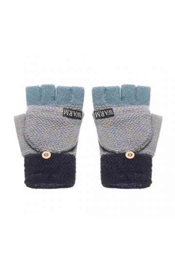 ERICAT Gants en laine épaississants, demi-doigts, mitaines chaudes dhiver, doigt exposé, gant tricoté à rabat Flexible Colo