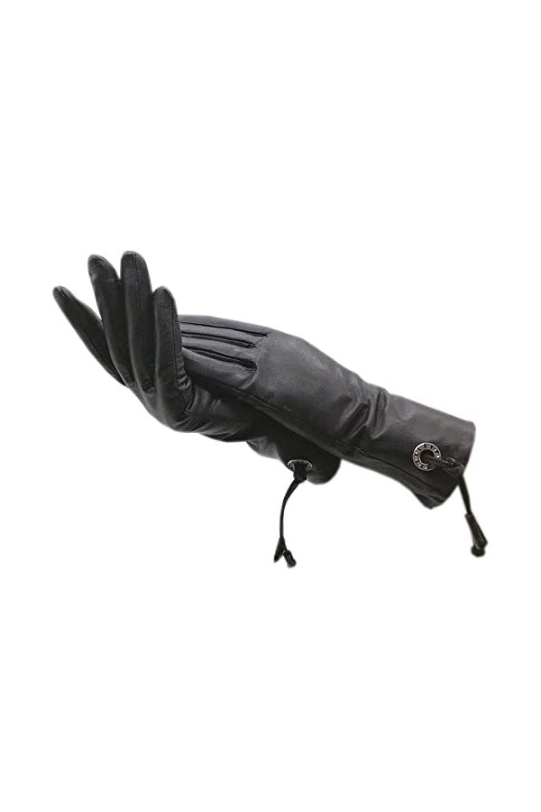 Gants Femme Gants Hiver Dames Poignet Mode Gants En Peau De Mouton Cuir Chaud Conduite Épaissie Doublure Douce Automne Noir 6