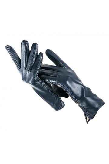 Dndrdhfb Gants dhiver chauds en cuir pour femme avec doublure - Noir EN8 7