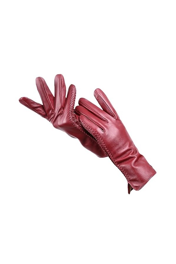 Dndrdhfb Gants dhiver chauds en cuir pour femme avec doublure - Noir EN8 7