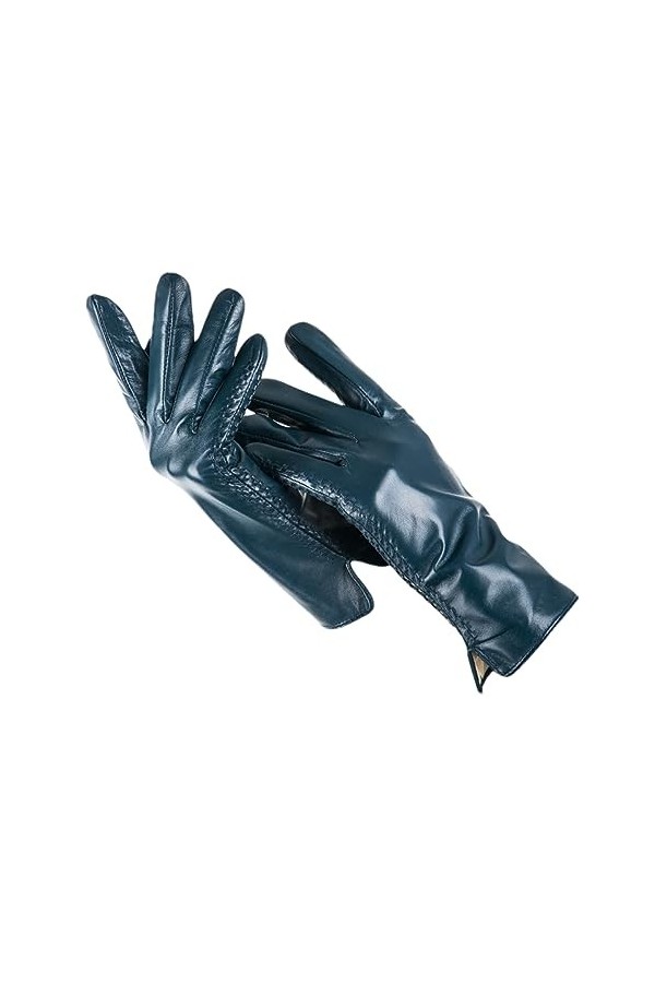 Dndrdhfb Gants dhiver chauds en cuir pour femme avec doublure - Noir EN8 7