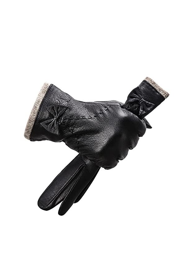 Gants Chauds Pour Femme Gants En Cuir Pour Femmes Tricotés À La Mode Gants Pour Femmes En Peau De Mouton Garder Au Chaud Gant