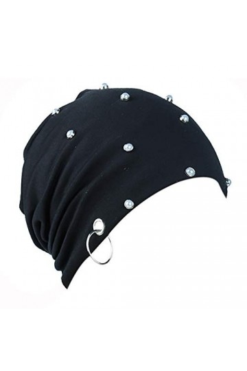 Unisexe Hommes Femmes Rivet Crâne Casquettes Hiver Chaud Beanies Cap Punk Rock Hiphop Stud Rivet Bonnet Chapeaux - ecru - tai