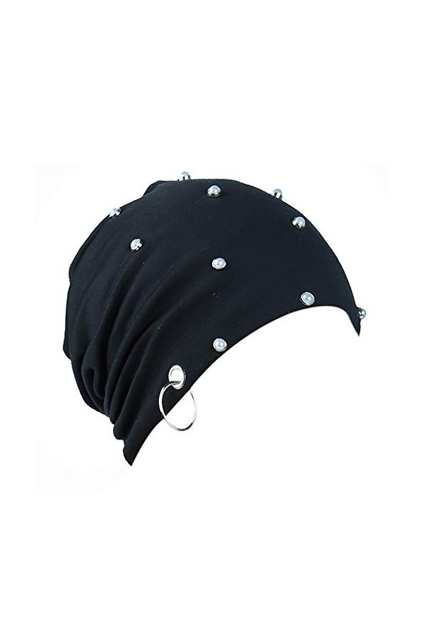 Unisexe Hommes Femmes Rivet Crâne Casquettes Hiver Chaud Beanies Cap Punk Rock Hiphop Stud Rivet Bonnet Chapeaux - ecru - tai