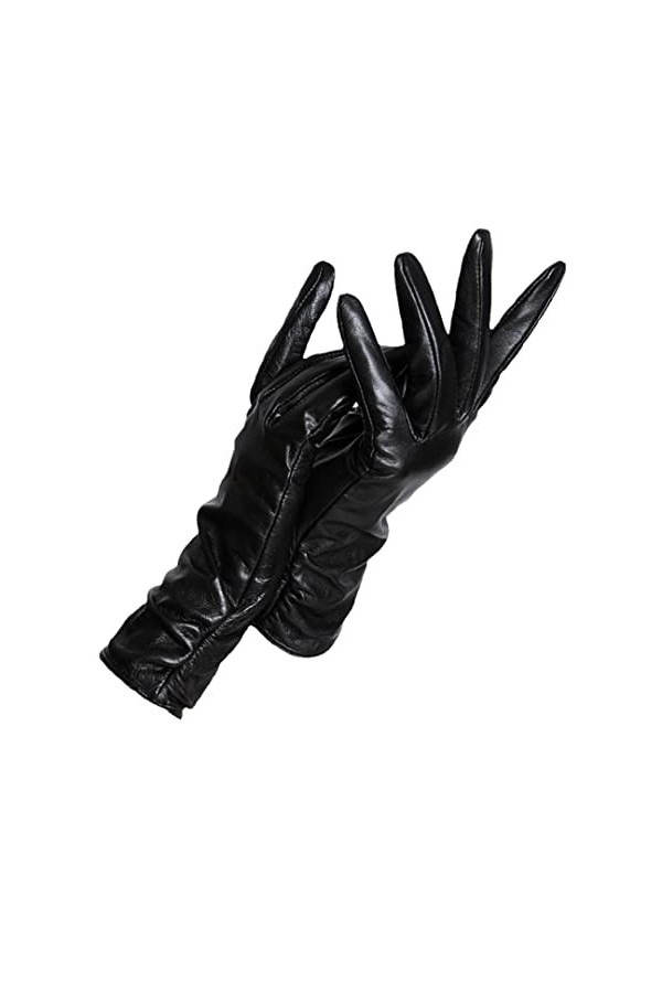 Gants dhiver en cuir synthétique pour femme, gants chauds pour écran tactile, gants de conduite, gants doublés en polaire, r