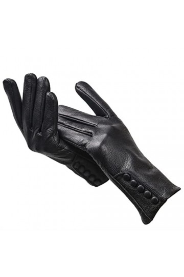 Gants en cuir véritable de haute qualité pour femmes, gants chauds en cuir pour femmes, mitaines en cuir véritable à boucle l