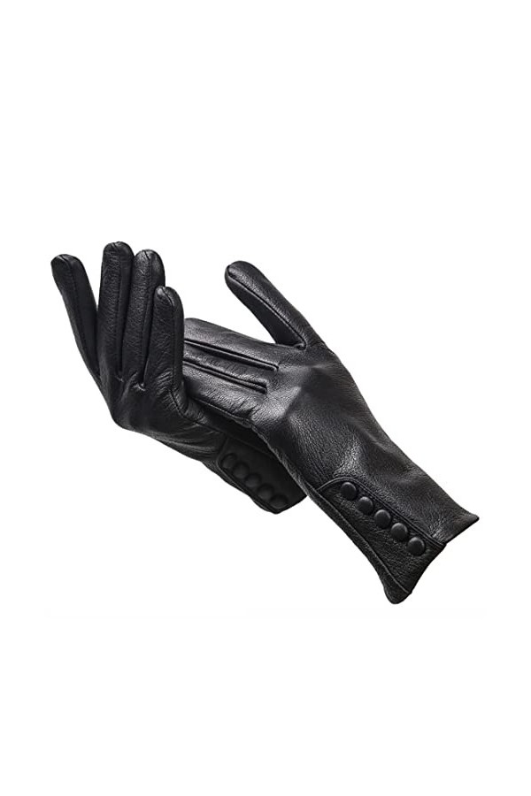 Gants en cuir véritable de haute qualité pour femmes, gants chauds en cuir pour femmes, mitaines en cuir véritable à boucle l