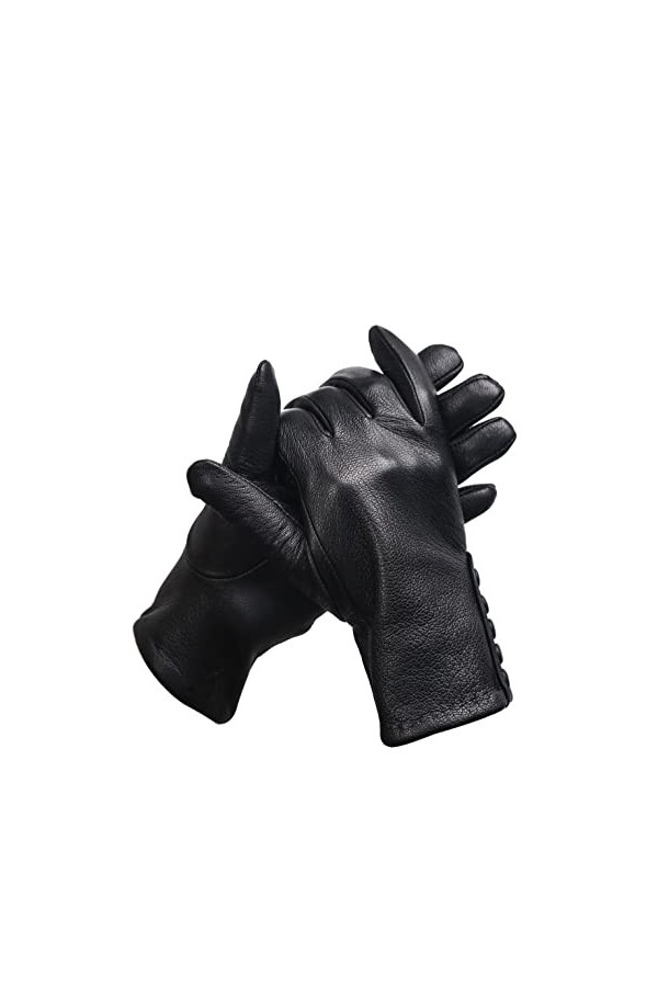 Gants en cuir véritable de haute qualité pour femmes, gants chauds en cuir pour femmes, mitaines en cuir véritable à boucle l
