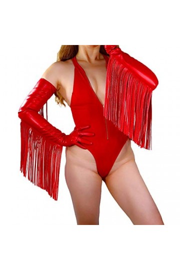 DooWay Gants tendance extra longs en cuir dagneau synthétique pour femme - Pour costume dopéra - Rouge - 70 cm, Rouge, 85