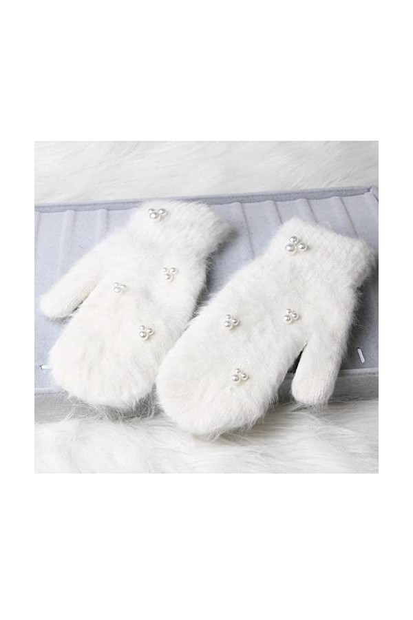 Gants Gloves Moufles Hiver Homme Femme Gants Dames De Luxe Perle Double-Couche Chaud Gants Doigts Complets Dames Gants Filles