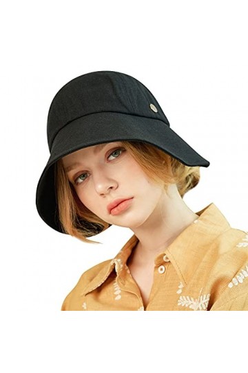 WHITE SANDS MOJA Katy - Bonnet victorien en en lin - Visière dété pliable - noir -