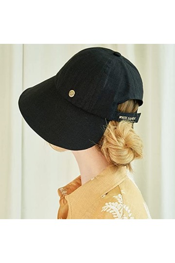WHITE SANDS MOJA Katy - Bonnet victorien en en lin - Visière dété pliable - noir -