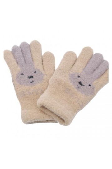 ERICAT Gants tricotés for femmes et garçons, gants dhiver à doigts complets, chauds et doux Color : Khaki, Size : 1 size 