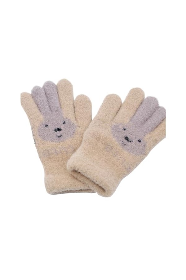 ERICAT Gants tricotés for femmes et garçons, gants dhiver à doigts complets, chauds et doux Color : Khaki, Size : 1 size 