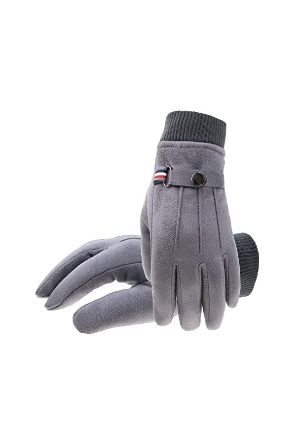 Gants dhiver en tricot pour femme, gants pour écran tactile, gris, imitation peau de cerf, gants chauds pour femme, doux, co