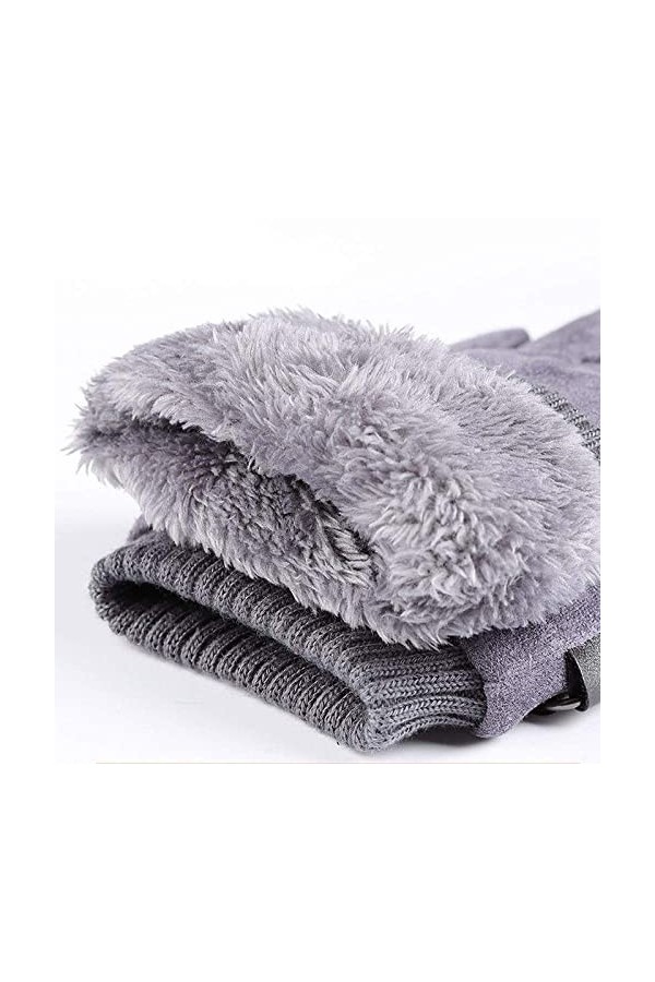 Gants dhiver en tricot pour femme, gants pour écran tactile, gris, imitation peau de cerf, gants chauds pour femme, doux, co