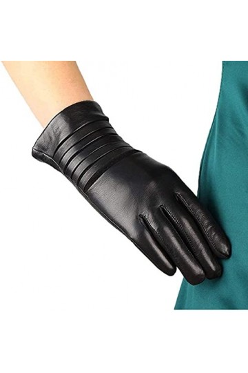 GHCXY Moufles unisexes pour adulte - Tendance - Chaudes - Style glamour - Couleur unie - En cuir - Noir - Taille L