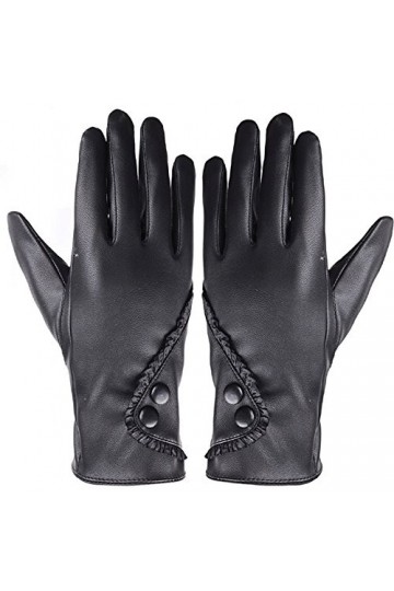 Kedelack Dame Hiver Noir Femmes noël Chaud Mode mitaine Cadeau Gants en Cuir Doux Gants Gants Mitaines Hommes Couleur : Blac