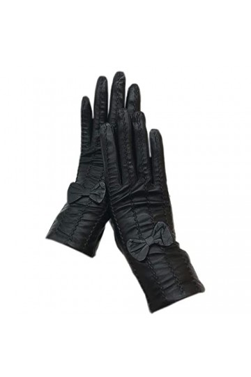 Gants Pour Femmes Gants Dames En Peau De Mouton Cuir Noir Mode Hiver Chaleur Beau Cuir Véritable Conduite Noir 8