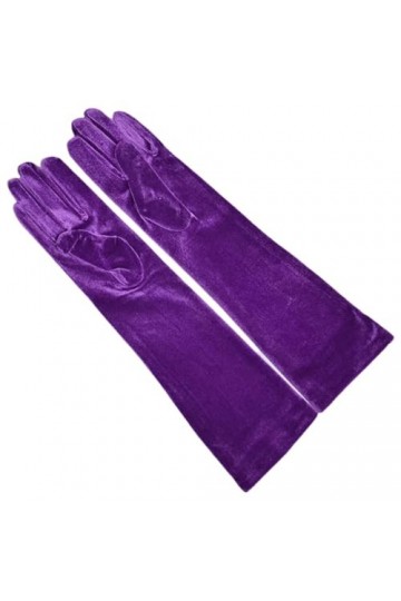 Pohullan Gants longs en velours pour femme - Modèle à section longue - Gants en velours doré hautement élastiques, 40 cm - Vi