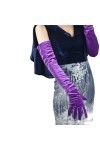 Pohullan Gants longs en velours pour femme - Modèle à section longue - Gants en velours doré hautement élastiques, 40 cm - Vi