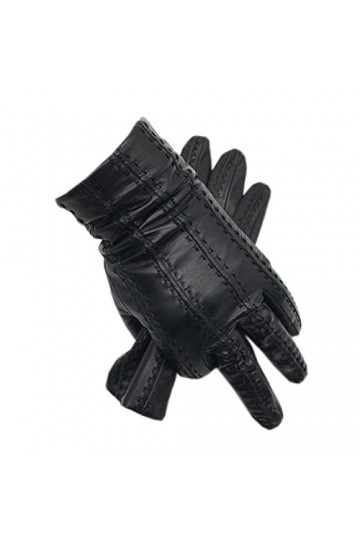 Gants dhiver Gants en Cuir véritable en Cuir de Mouton en Peau dhiver Color : Black, Gloves Size : 9 