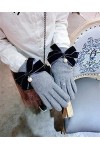 Gants en cachemire avec nœud pour femme - Gants dhiver coréens - Boucle en diamant - Gants chauds pour écran