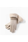 Gants dhiver pour femme Patchwork Cachemire Gants chauds froids Polaire épaisse Coupe-vent Gants pour femme