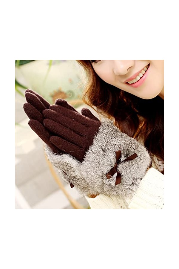 Gants solides en cachemire pour femme - Gants chauds et épais - Pour lautomne et lhiver