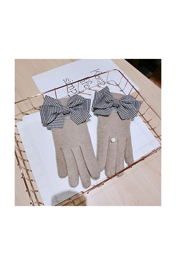 Gants en cachemire avec nœud et anneau en cachemire - Gants dhiver chauds coréens