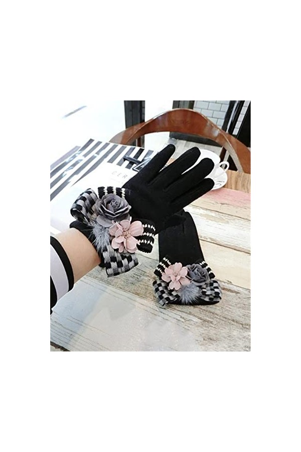 Gants en cachemire avec nœud en cachemire - Gants dhiver coréens épais et chauds