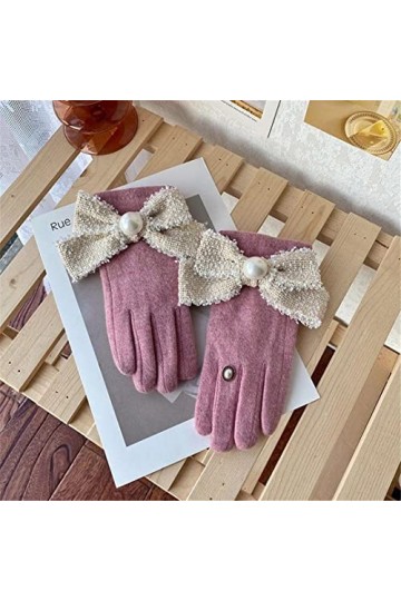 Gants en cachemire avec pompon et nœud - Petits gants parfumés en laine de cachemire - Épais et chauds