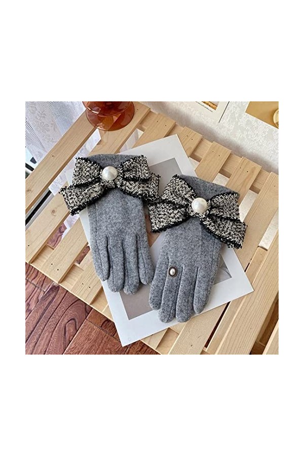 Gants en cachemire avec pompon et nœud - Petits gants parfumés en laine de cachemire - Épais et chauds