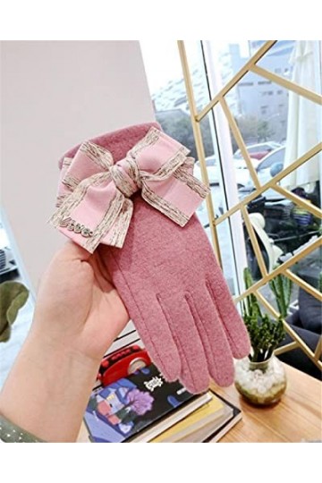 Gants dhiver en cachemire avec nœud en lettre - Épais et chauds - Double couche - Pour femme