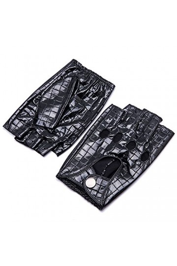 YISEVEN Femmes Gants Mitaines en Cuir de Mouton Véritable Souple de Conduite de Moto Classique sans Doigts Bouton Cool Fin Cy