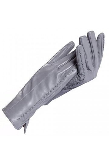 TJOIUY Gants dhiver Gants en Cuir pour Femmes en Cuir véritable Gris Clair Chaud Mitaines dhiver pour Femmes Gants en Peau 